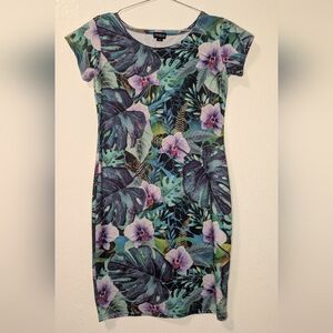 Tanoa Tropical Print Dress - Green and Purple